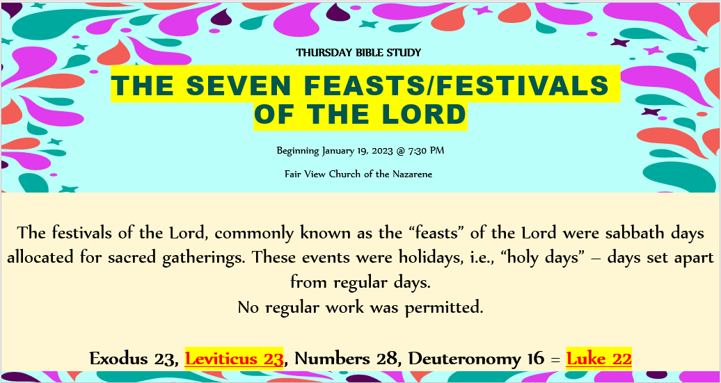 Teach7g Educationcornerstone Ministries The Seven Feastsfestivals Of